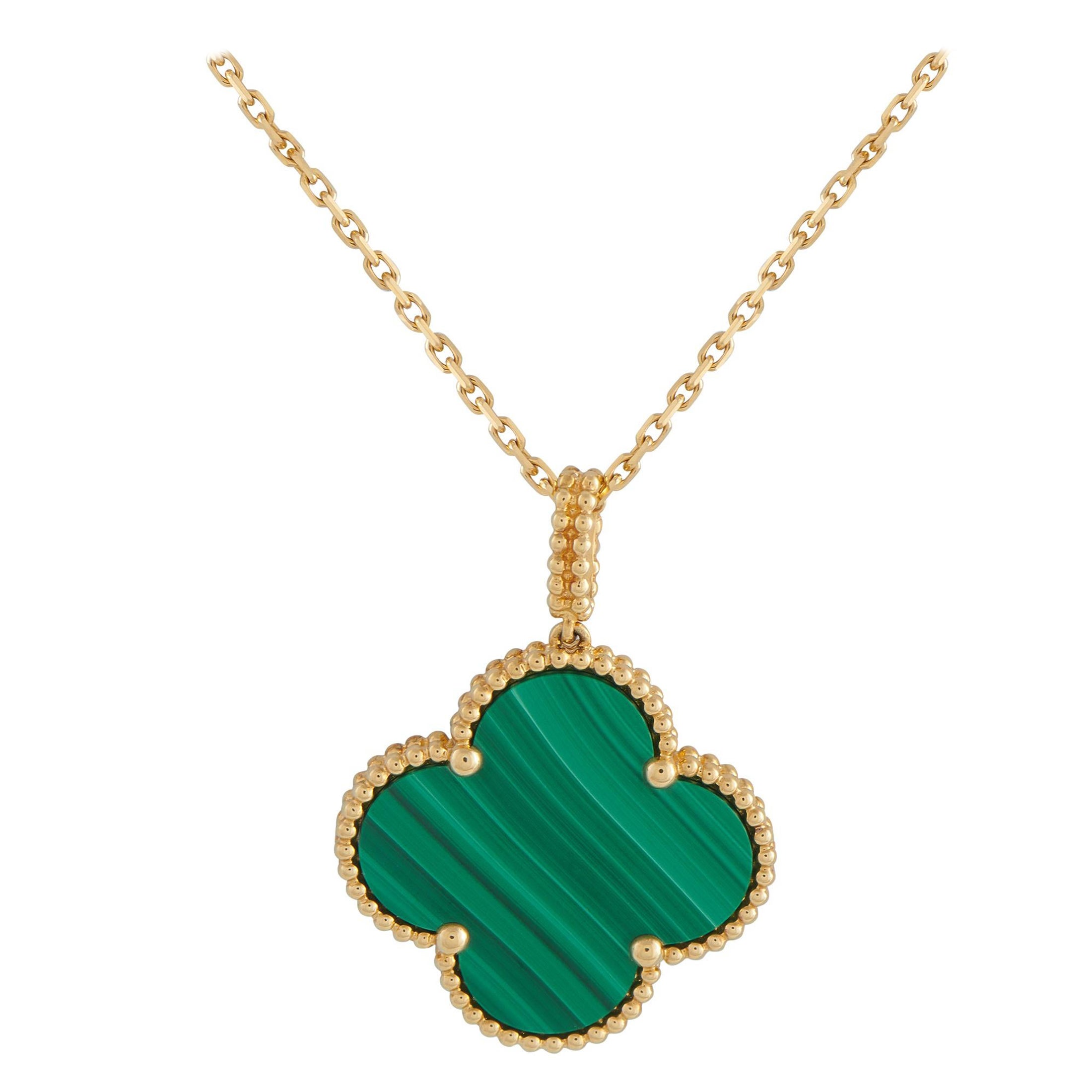 Van Cleef
Arpels Magic Alhambra 18K Yellow Gold Malachite Necklace #4937