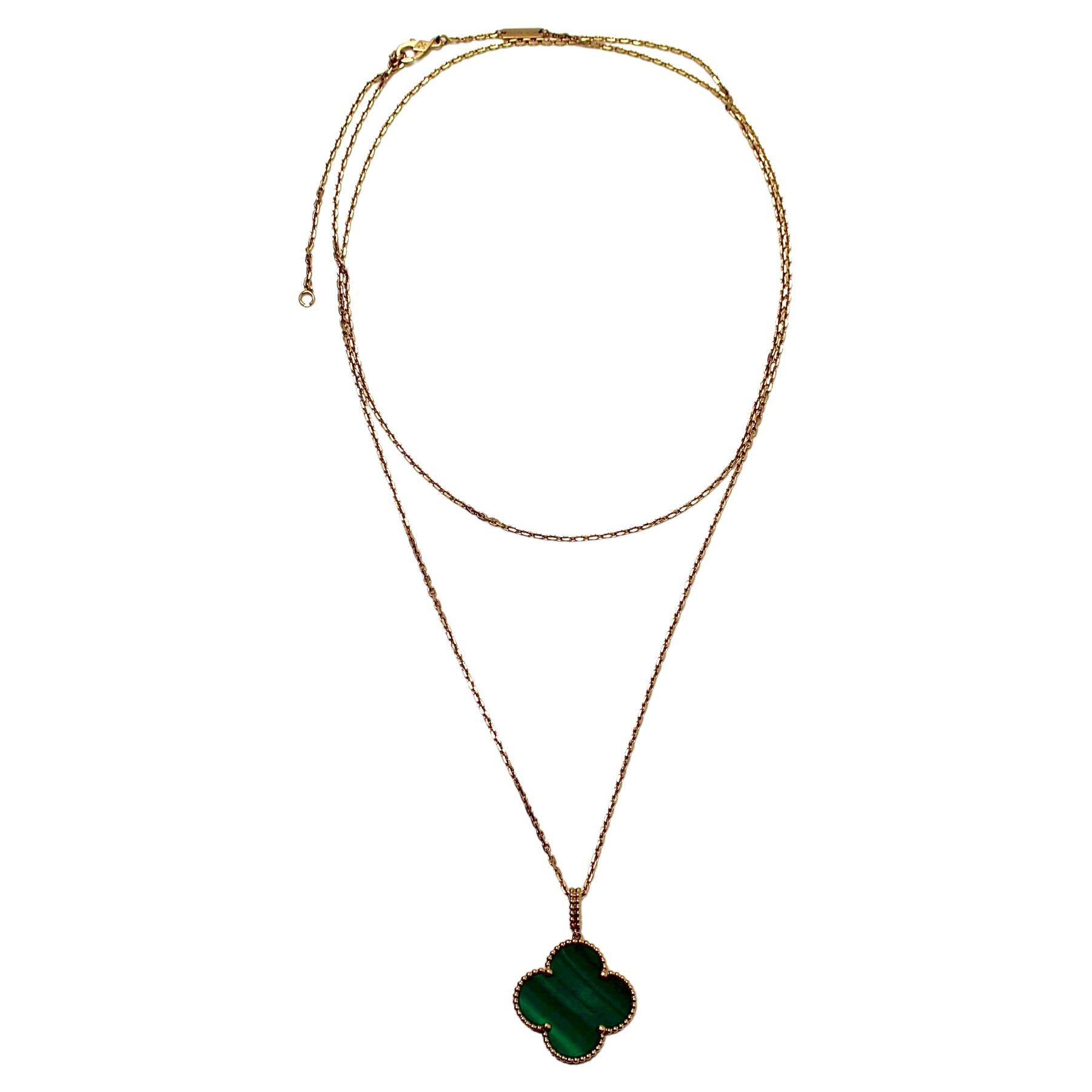Van Cleef 
Arpels Magic Alhambra 18k Yellow Gold 
Malachite Pendant Necklace