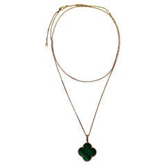 Van Cleef & Arpels Magic Alhambra 18k Gelbgold & Malachit Anhänger Halskette