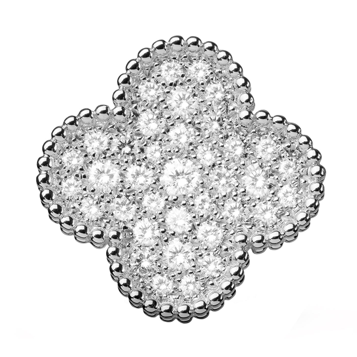 Modernista Van Cleef & Arpels Magic Alhambra Orecchini con diamanti da 2,13 carati in oro bianco 18 carati in vendita