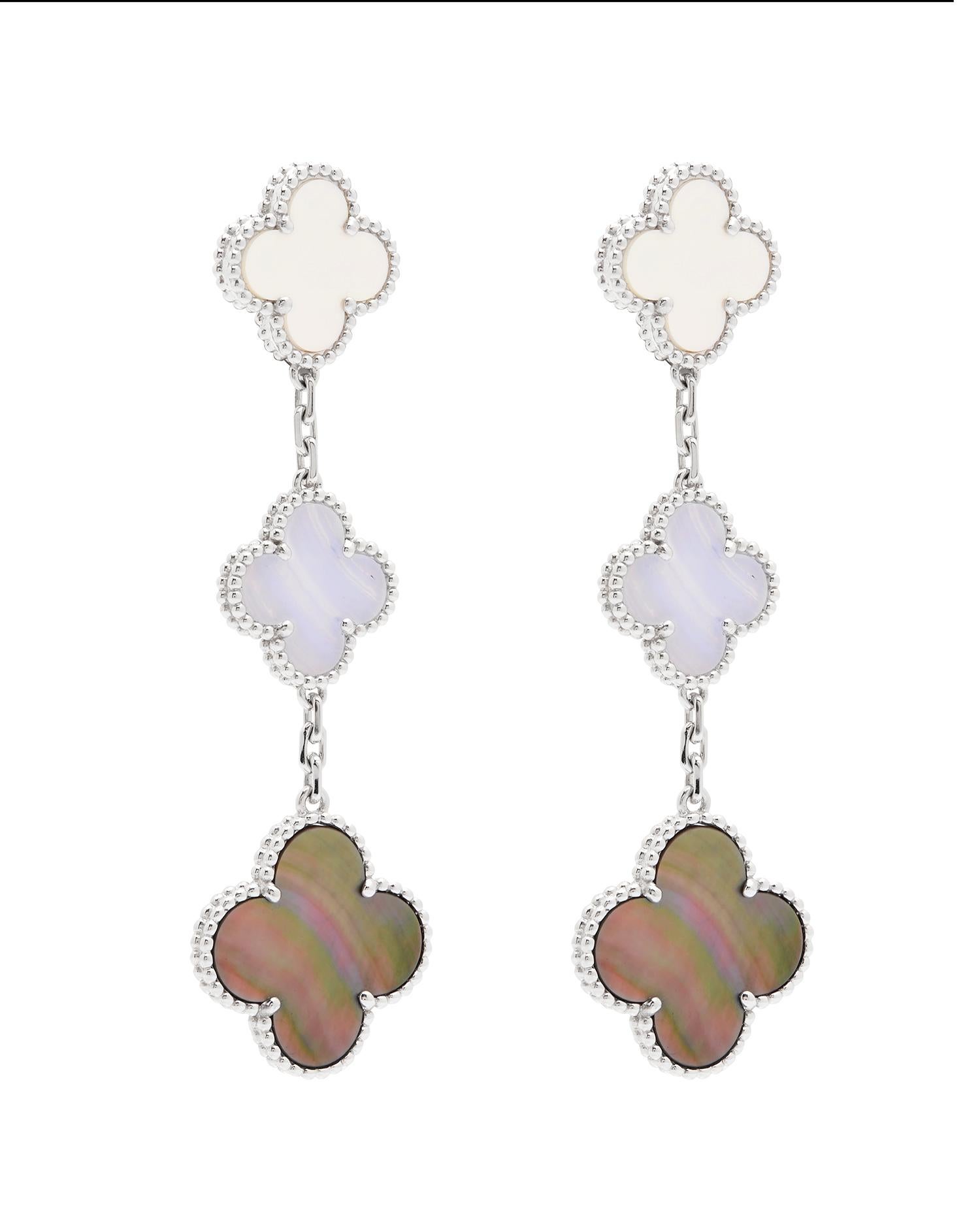 Contemporary Van Cleef & Arpel’s Magic Alhambra 3 Motif drop earrings