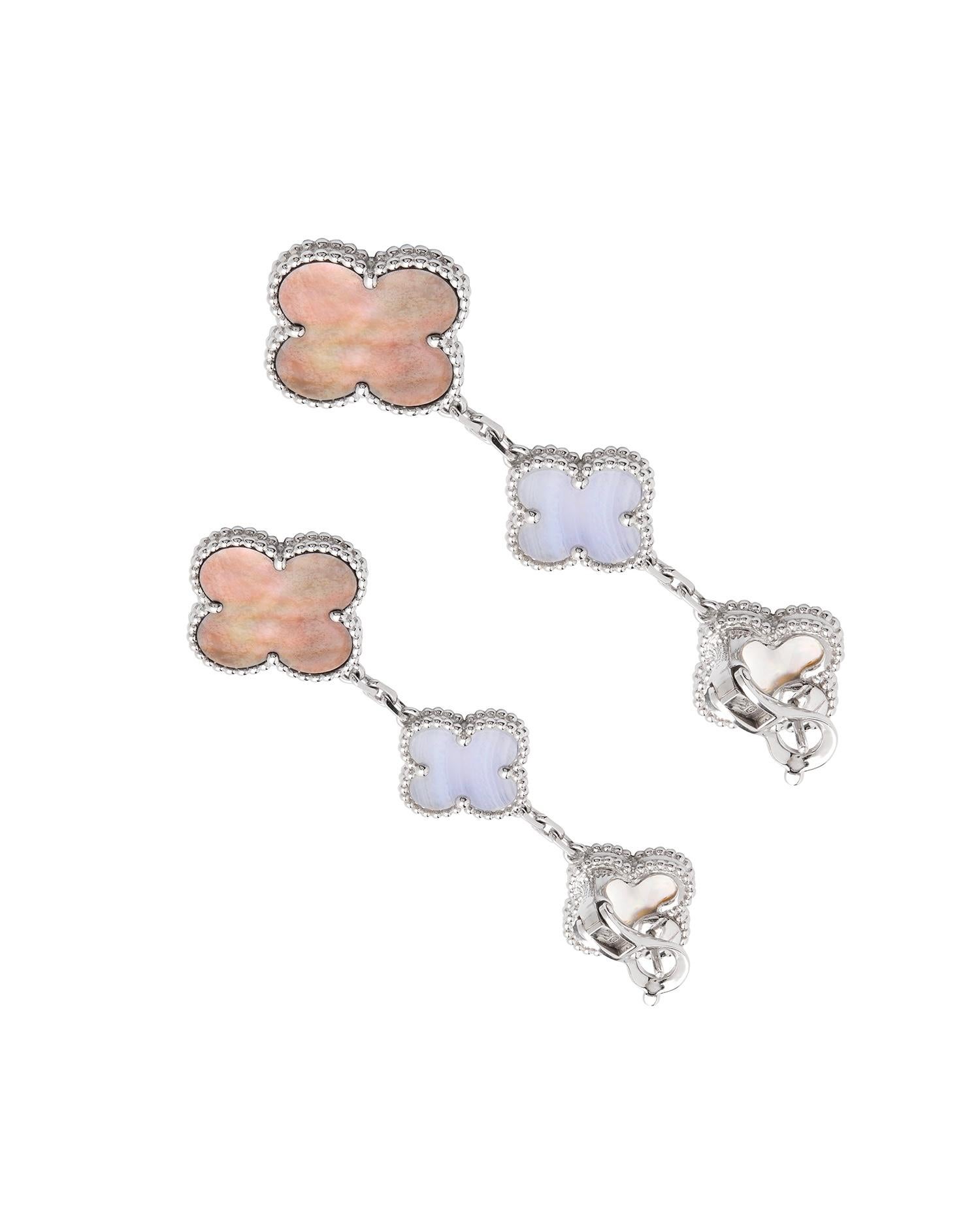 Van Cleef & Arpel’s Magic Alhambra 3 Motif drop earrings In Good Condition In Addlestone, GB