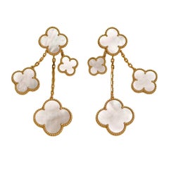 Van Cleef & Arpels Magic Alhambra 4 motif Mother of Pearl 18K Gold Earrings