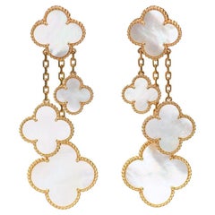 Van Cleef & Arpels Magic Alhambra 4 motif Mother of Pearl 18K Gold Earrings