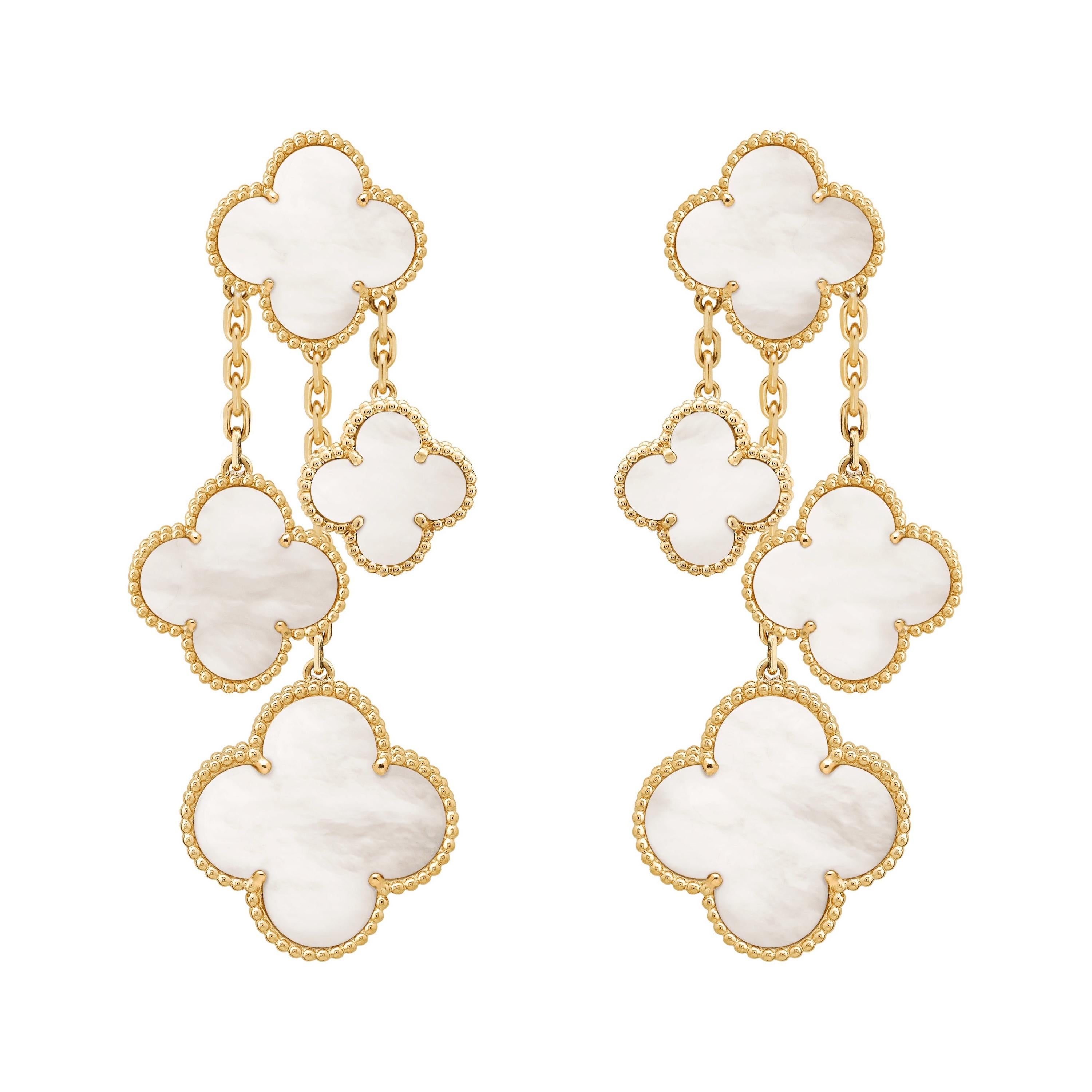 Van Cleef & Arpels Magic Alhambra 4 Motifs Mother of Pearl Earrings