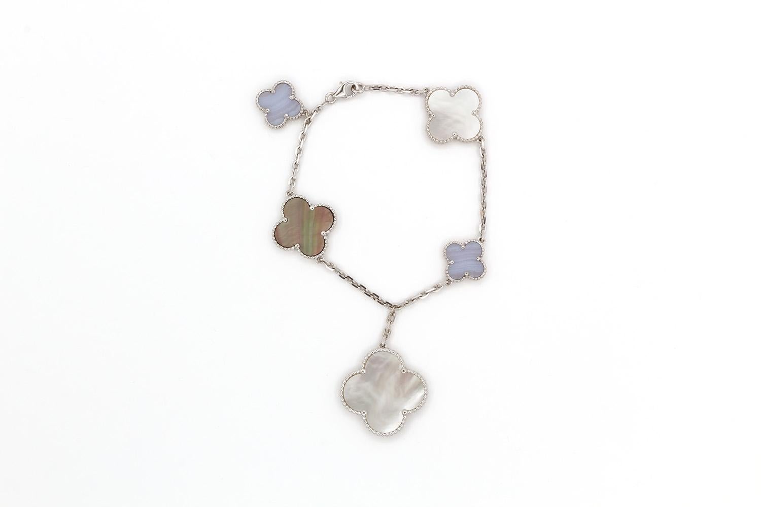 van cleef 5 motif bracelet mother of pearl