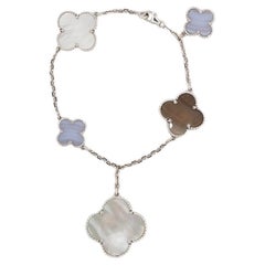 Van Cleef & Arpels Magic Alhambra 5 Motif Bracelet Mother of Pearl Chalcedony