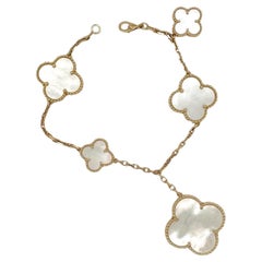 Van Cleef & Arpels Magic Alhambra Armband aus Perlmutt mit 5 Motiven, Gold