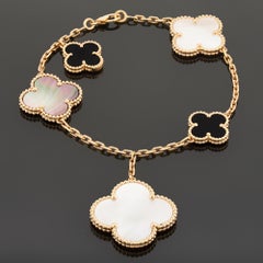VAN CLEEF & ARPELS Magic Alhambra 5-Motif Onyx MOP Yellow Gold Bracelet