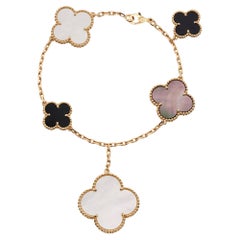 VAN CLEEF
ARPELS Magic Alhambra 5 Motif Onyx MOP Yellow Gold Bracelet