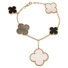 VAN CLEEF & ARPELS Magic Alhambra 5-Motif Yellow Gold Bracelet Box COA