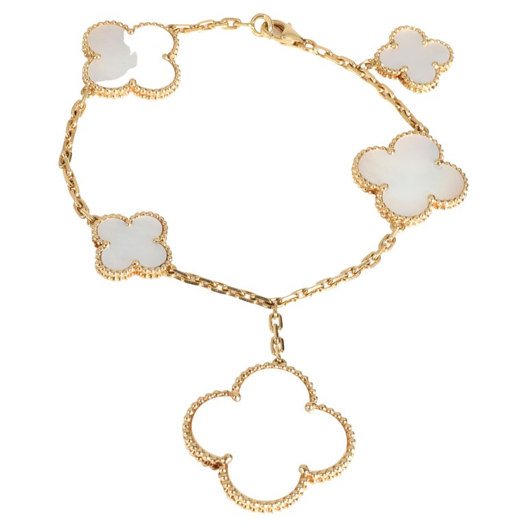 Van Cleef & Arpels Magic Alhambra White Gold Bracelet 5 Motifs White Mother  of Pearl - Van Cleef & Arpels Bracelets - Van Cleef & Arpels Jewelry