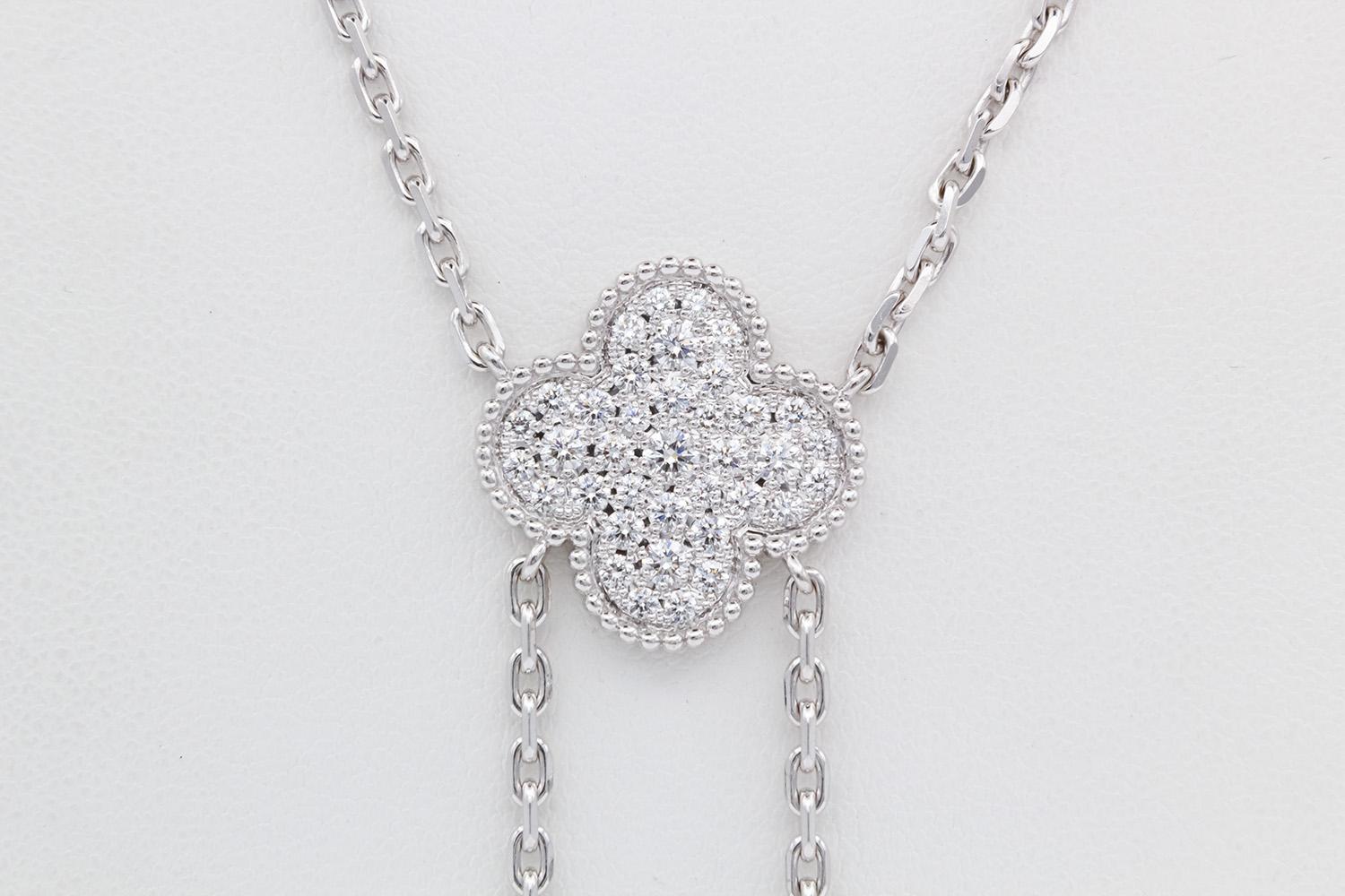 Van Cleef & Arpels Magic Alhambra 6 Motif Necklace 18k White Gold & Diamond BNP 1