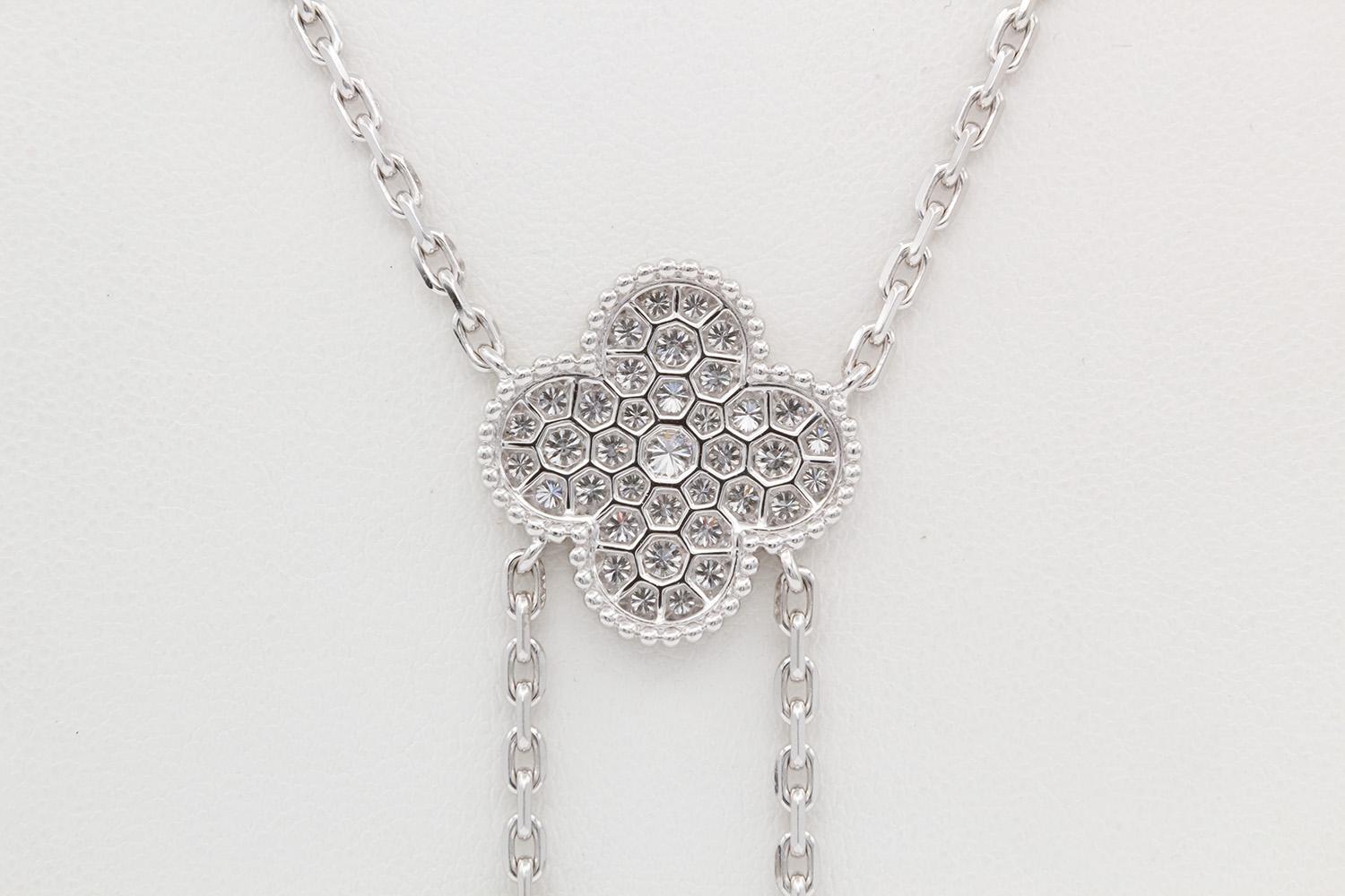 Van Cleef & Arpels Magic Alhambra 6 Motif Necklace 18k White Gold & Diamond BNP 2