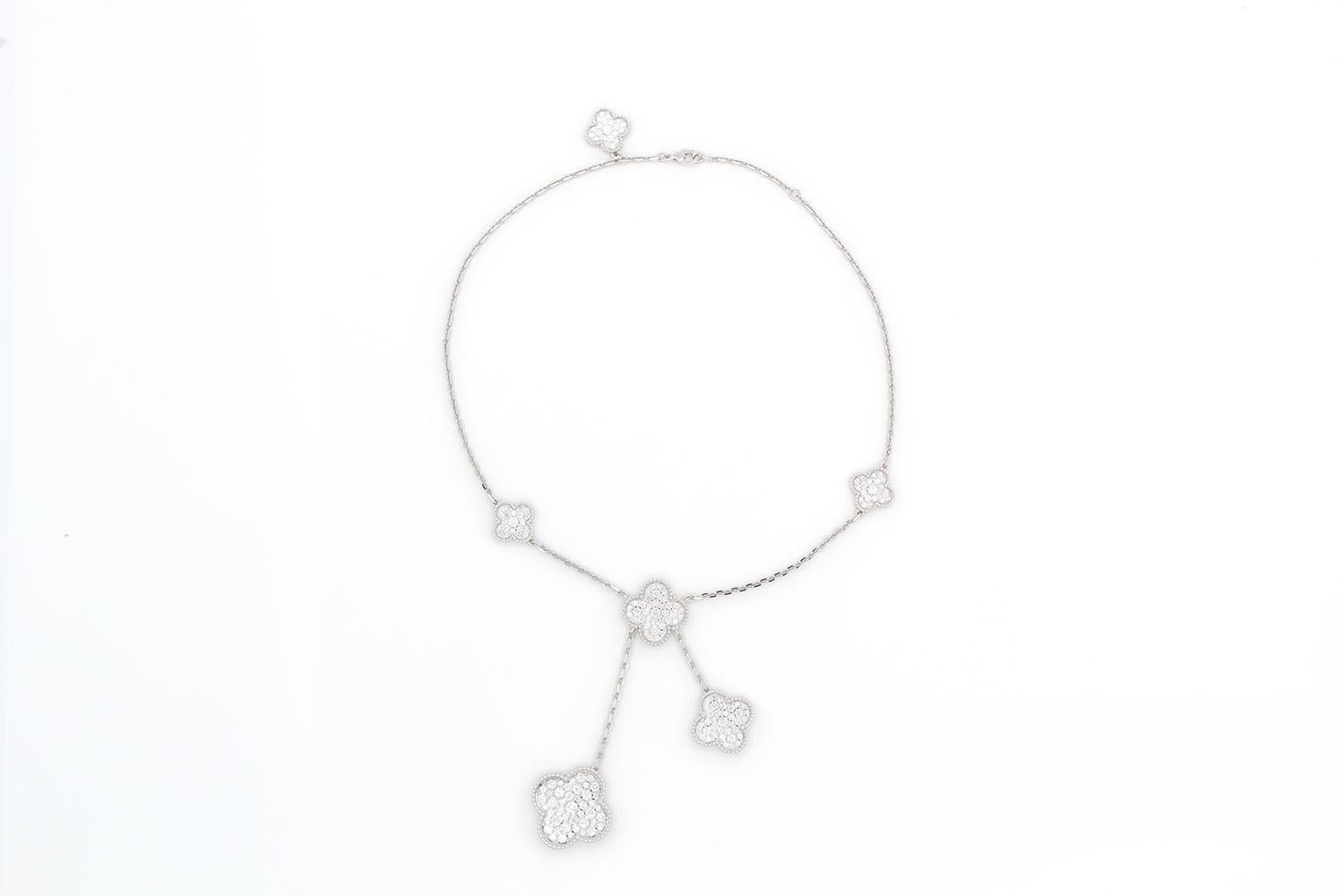 Brilliant Cut Van Cleef & Arpels Magic Alhambra 6 Motif Necklace 18k White Gold & Diamond BNP