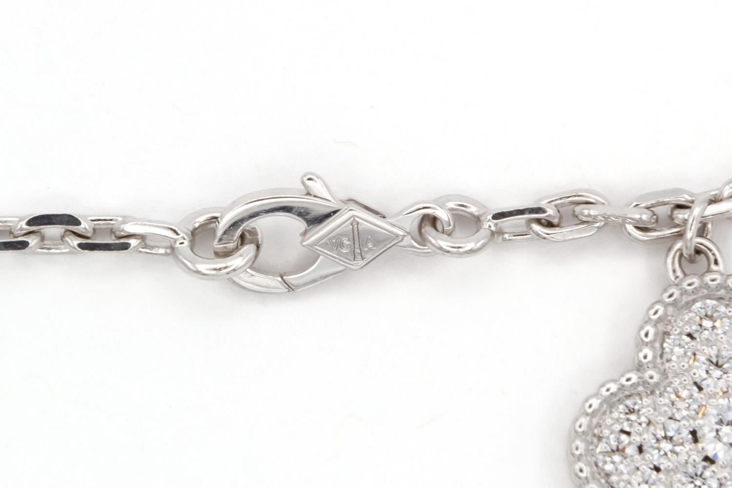 Van Cleef & Arpels Magic Alhambra 6 Motif Necklace 18k White Gold & Diamond BNP In Excellent Condition In Tustin, CA
