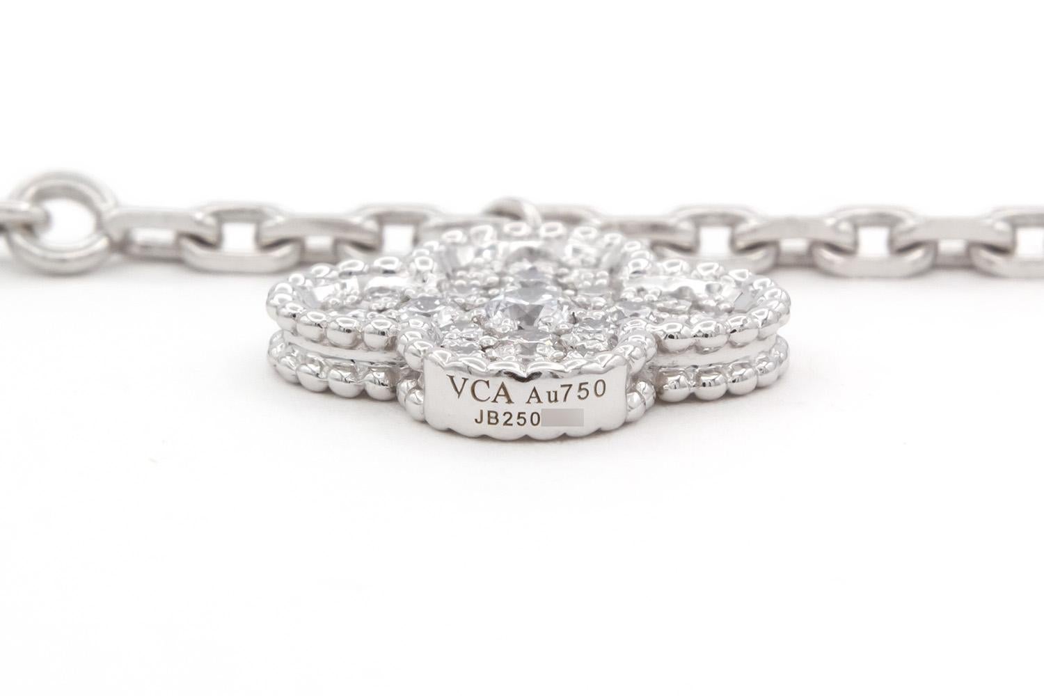 Women's Van Cleef & Arpels Magic Alhambra 6 Motif Necklace 18k White Gold & Diamond BNP