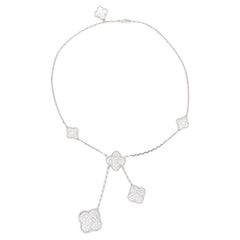 Van Cleef & Arpels Magic Alhambra 6 Motif Necklace 18k White Gold & Diamond BNP