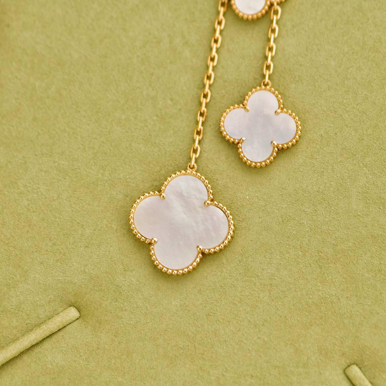Women's or Men's Van Cleef & Arpels Magic Alhambra 6 Motifs Mother of Pearl 18k Yellow Gold Neckl