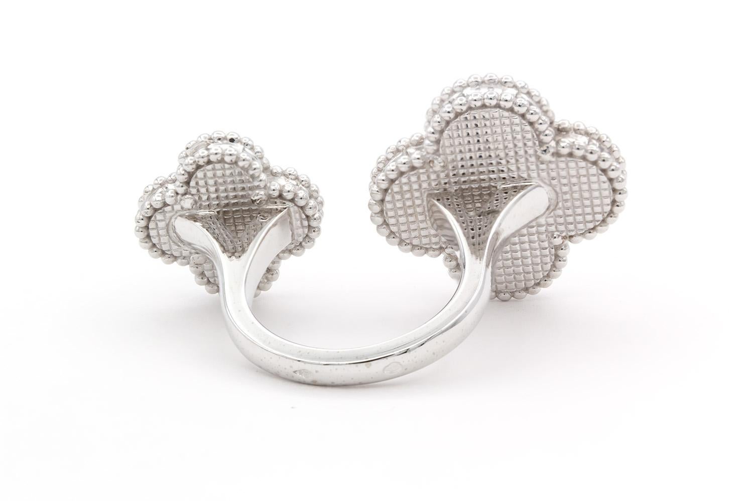 Mixed Cut Van Cleef & Arpels Magic Alhambra Between the Finger Ring 18k Mother of Pearl
