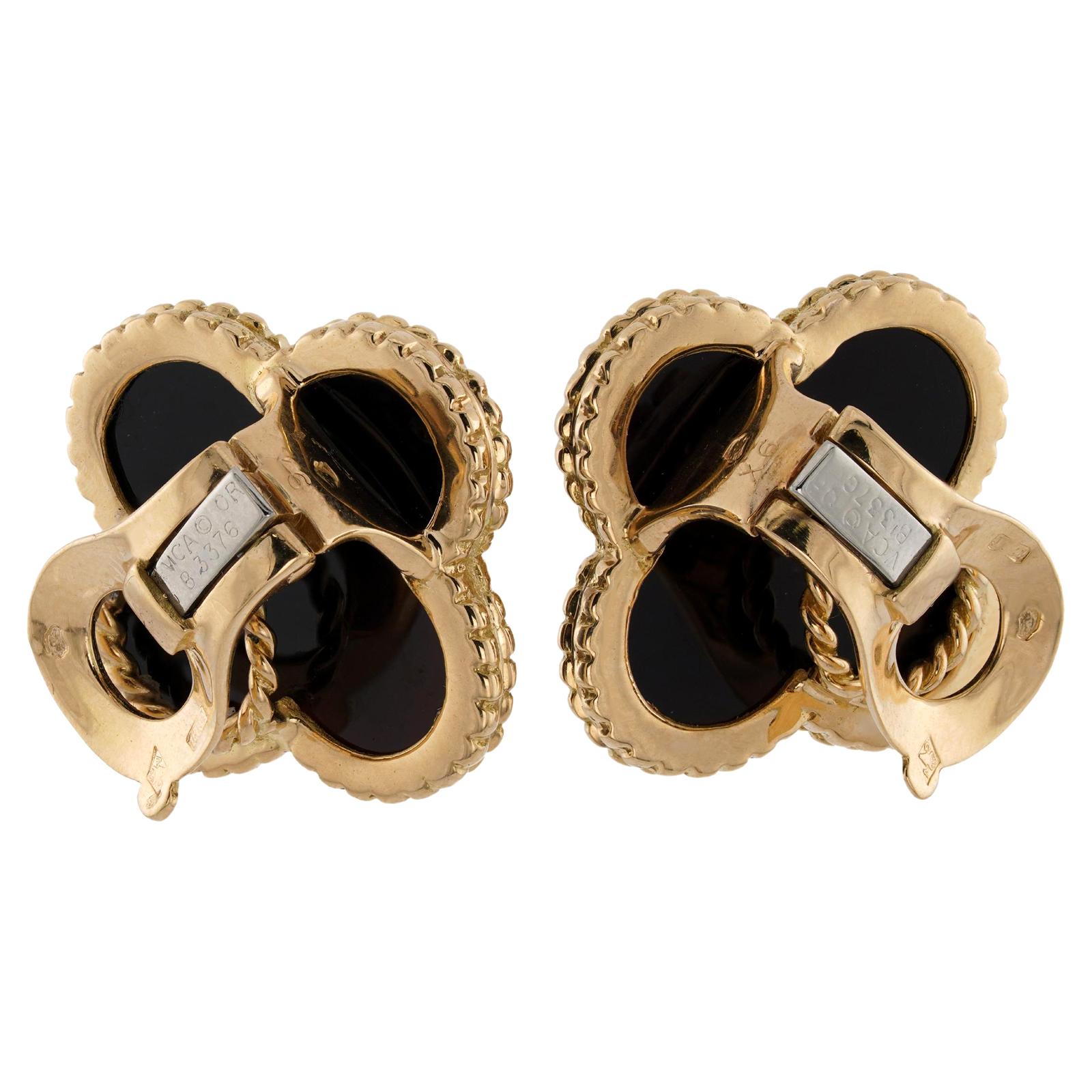 Women's VAN CLEEF & ARPELS Magic Alhambra Black Onyx 18k Yellow Gold Clip-on Earrings