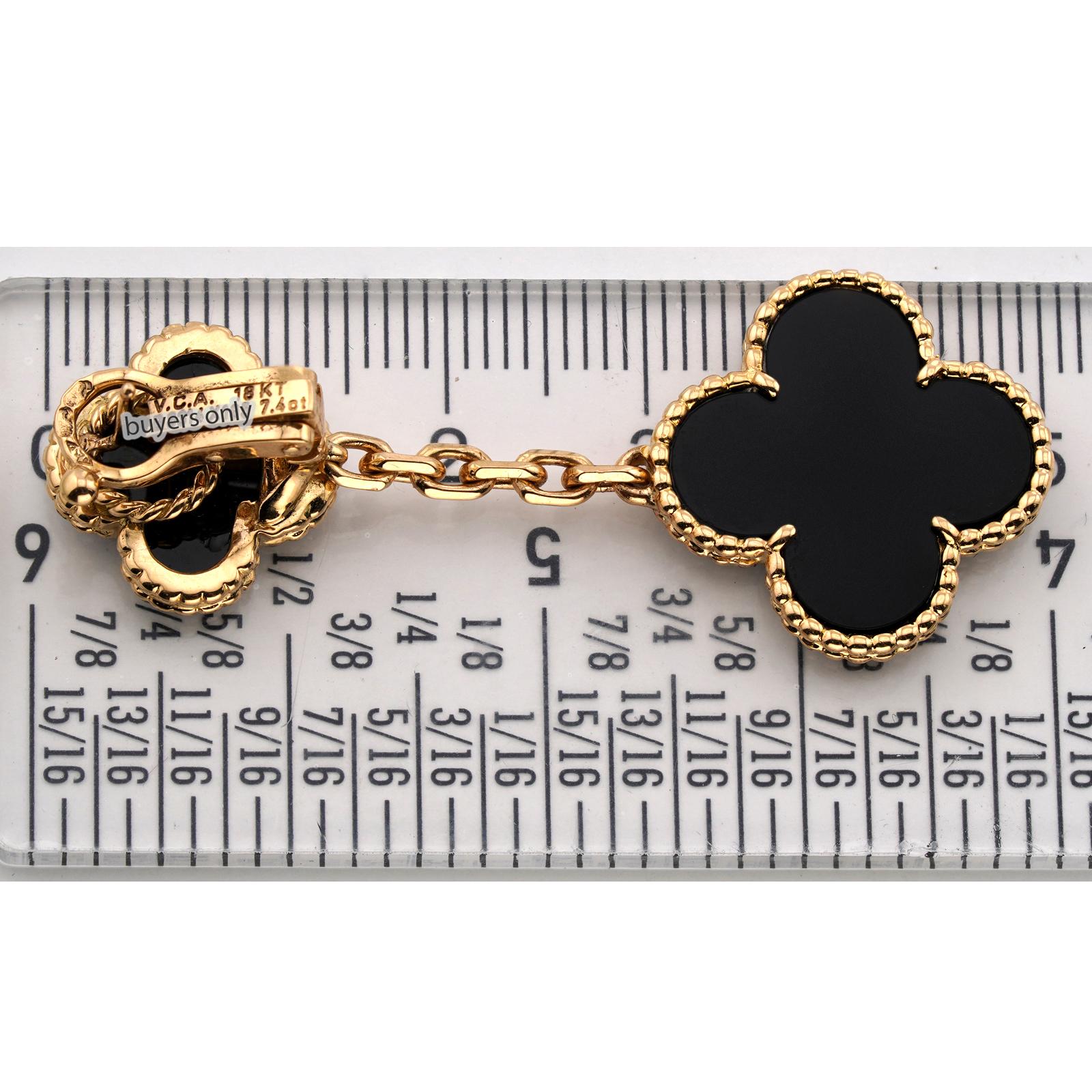 VAN CLEEF & ARPELS Magic Alhambra Black Onyx 18k Yellow Gold Drop Earrings For Sale 1