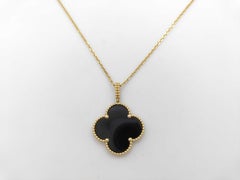 Van Cleef & Arpels Magic Alhambra Black Onyx 18K Yellow Gold Pendant Necklace