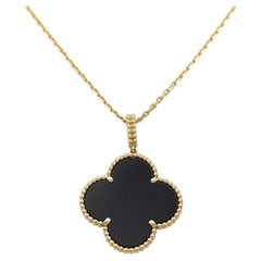 Van Cleef & Arpels Magic Alhambra Black Onyx 18K Yellow Gold Pendant Necklace