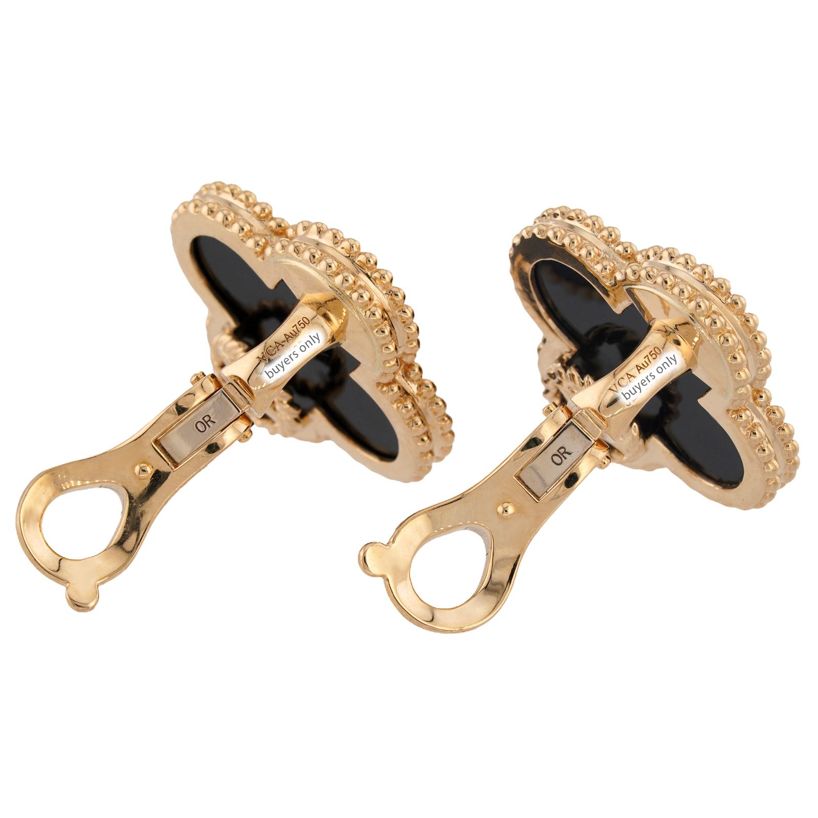 Van Cleef & Arpels Boucles d'oreilles Magic Alhambra Onyx Noir Or Jaune en vente 1