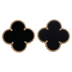 VAN CLEEF & ARPELS Magic Alhambra Black Onyx Yellow Gold Earrings