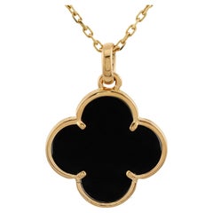 VAN CLEEF & ARPELS Magic Alhambra Black Onyx Yellow Gold Pendant Necklace