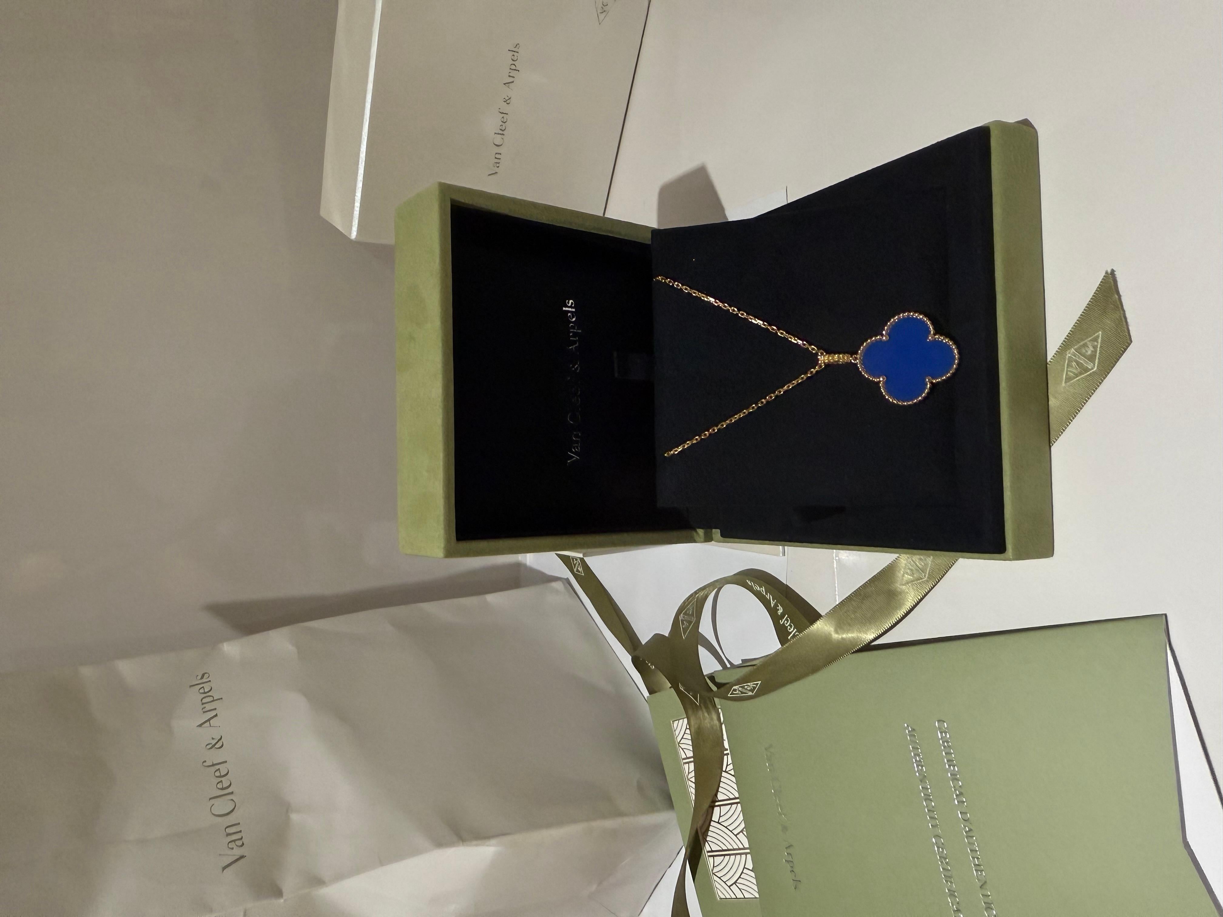 Art Nouveau Van Cleef & Arpels Magic Alhambra Blue Agate long necklace For Sale