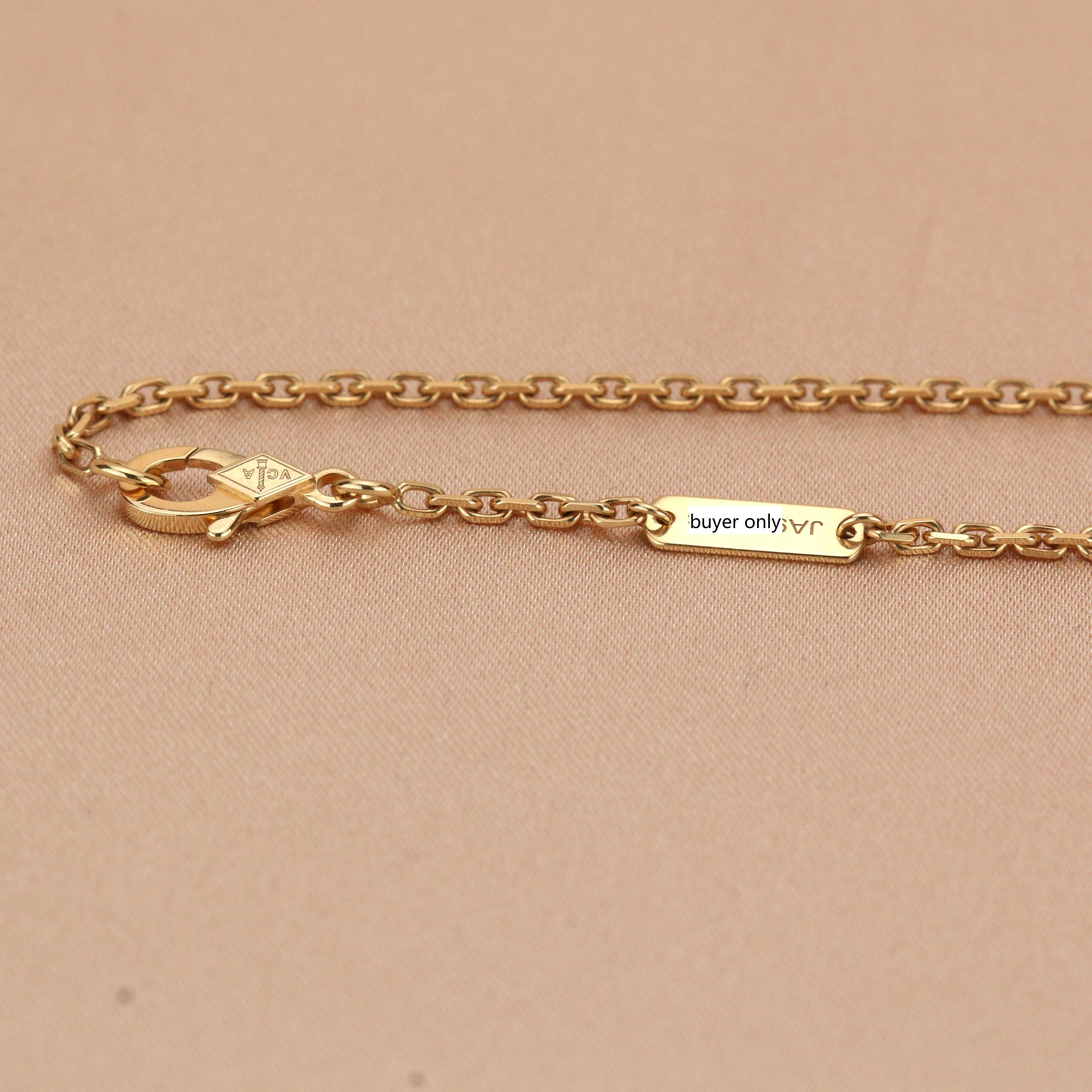 Women's or Men's Van Cleef & Arpels Magic Alhambra Blue Agate Yellow Gold Pendant Long Necklace