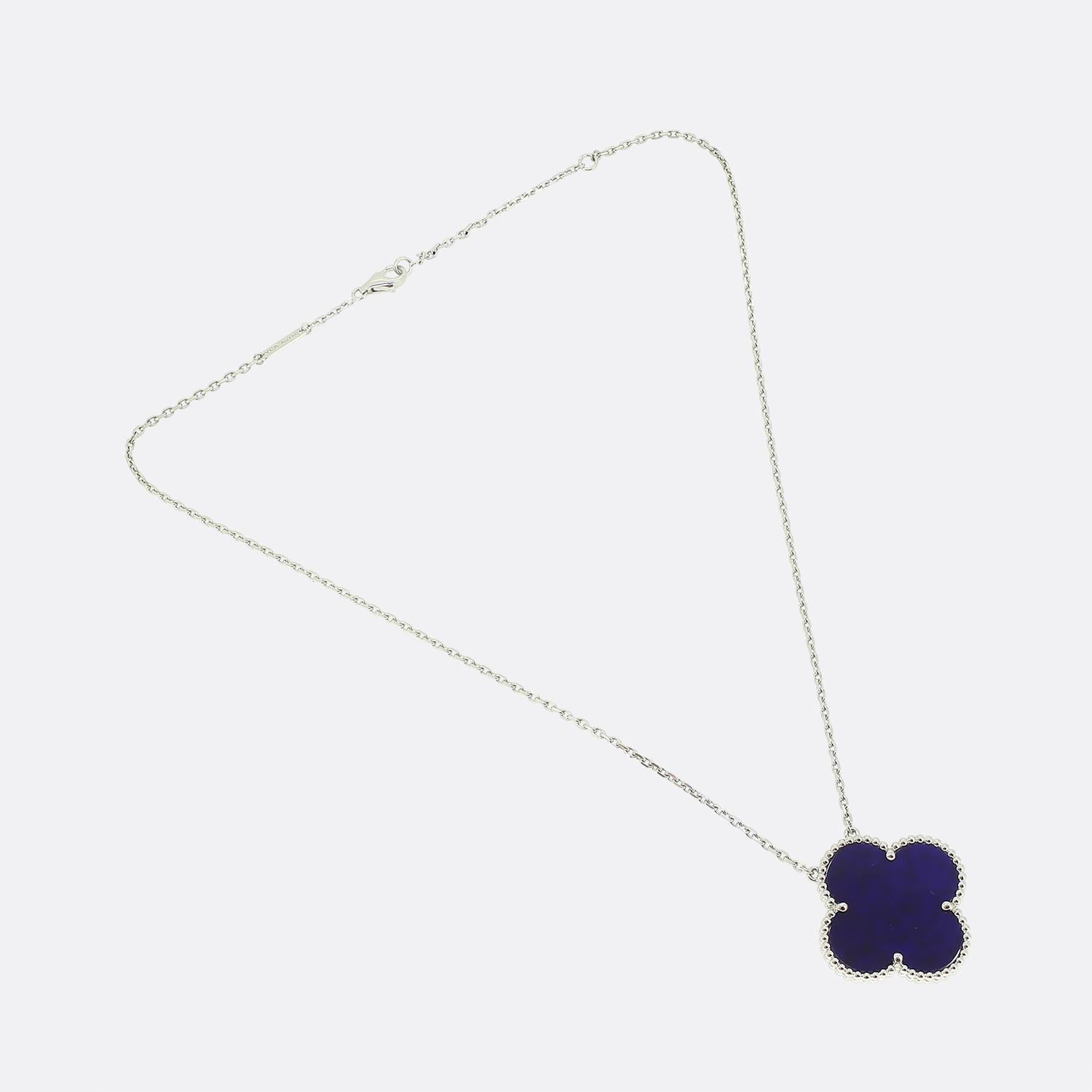 Van Cleef & Arpels Magic Alhambra Blue Sevres Porcelain Necklace In Good Condition For Sale In London, GB