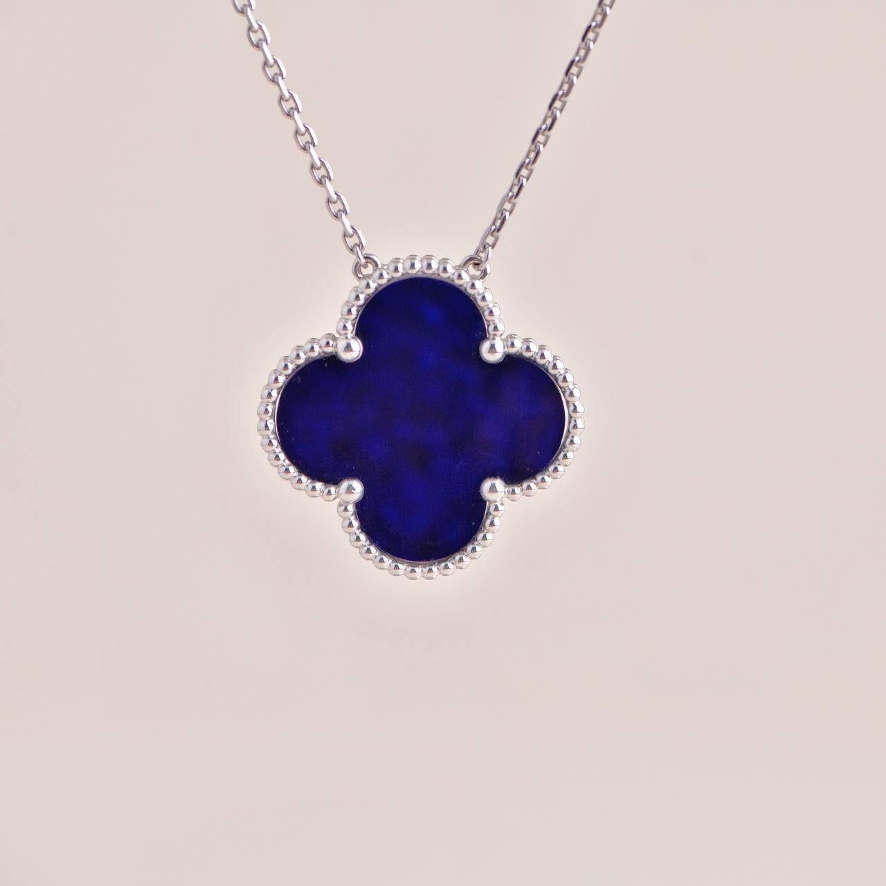*Rare Find*

Introducing the Van Cleef & Arpels Magic Alhambra Blue Sevres Porcelain White Gold Necklace, a rare and exquisite piece from 2012. This elegant necklace features a stunning blue Sevres porcelain motif with a diameter of 2.5 cm, set in