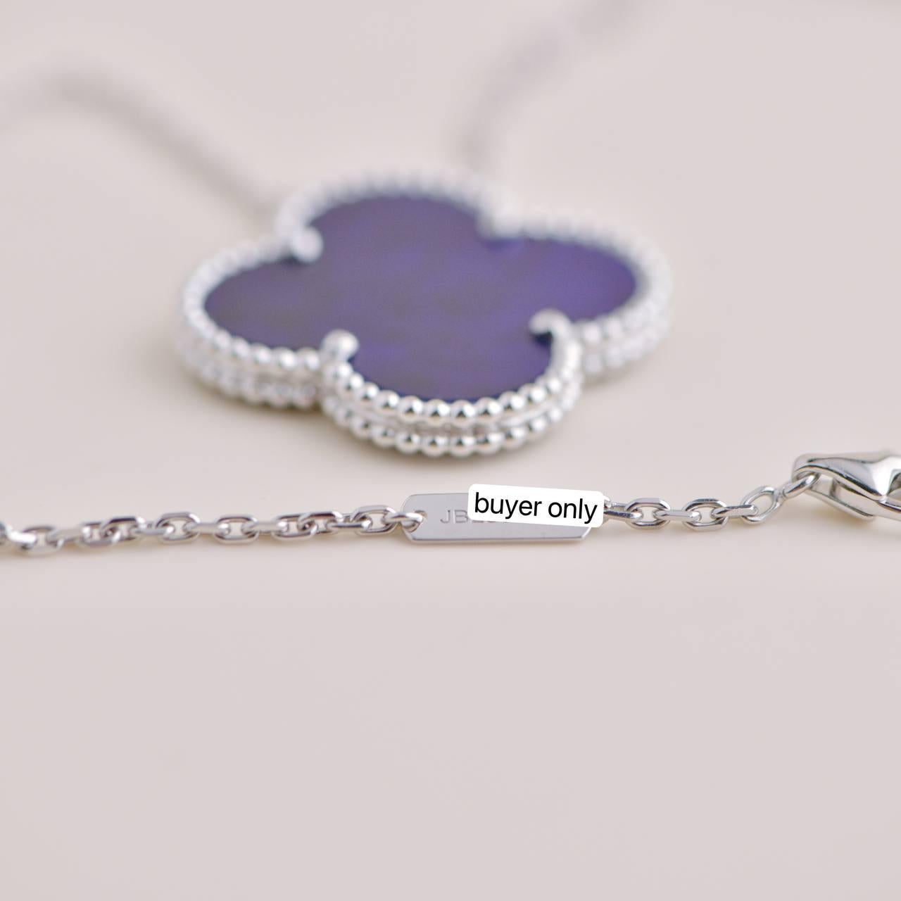 Van Cleef & Arpels Magic Alhambra Blue Sevres Porcelain White Gold Necklace 1