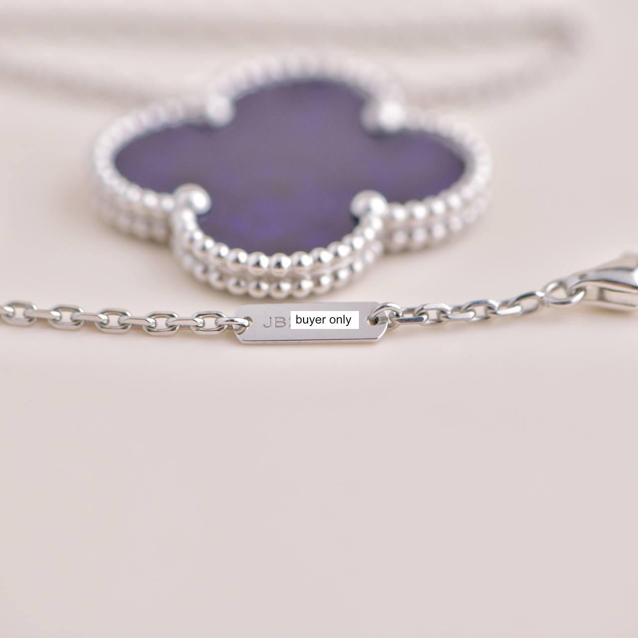 Women's or Men's Van Cleef & Arpels Magic Alhambra Blue Sevres Porcelain White Gold Necklace