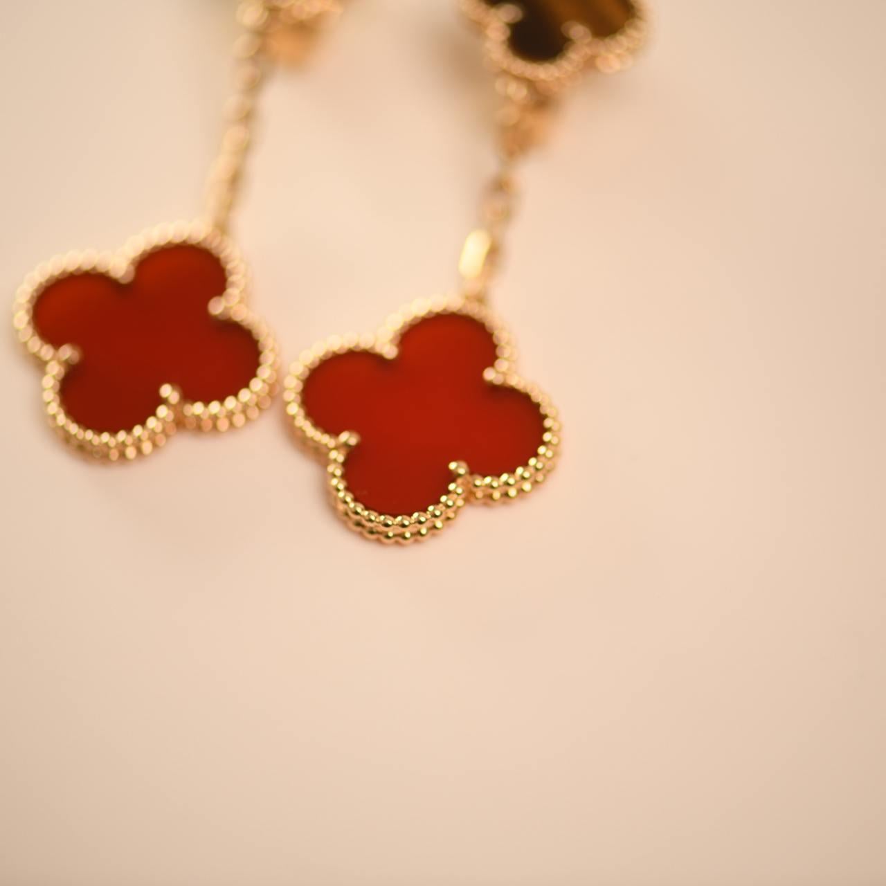 Van Cleef & Arpels Magic Alhambra Carnelian and Tiger Eye 2 Motifs Earrings 1