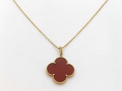 Van Cleef & Arpels Magic Alhambra Carnelian Long Yellow Gold Pendant Necklace