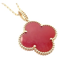 Van Cleef & Arpels Magic Alhambra Carnelian Pendant Long Rose Gold Necklace