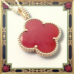 Van Cleef & Arpels Magic Alhambra Carnelian Pendant Long Rose Gold Necklace