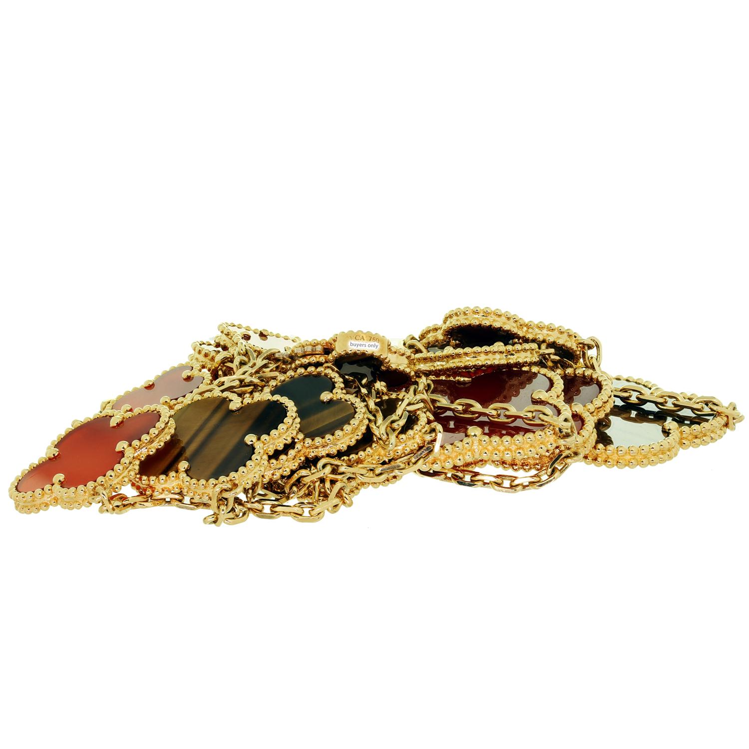 Van Cleef & Arpels Magic Alhambra Lange Halskette mit 16 Tigeraugen-Motiven 2