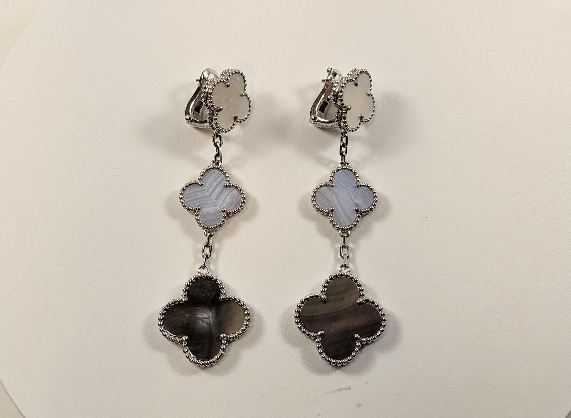 chalcedony earrings van cleef