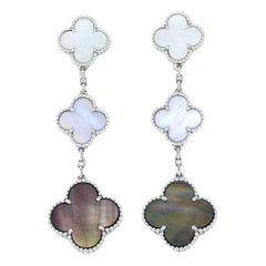 Van Cleef & Arpels Magic Alhambra Chalcedony Mother of Pearl Long Earrings