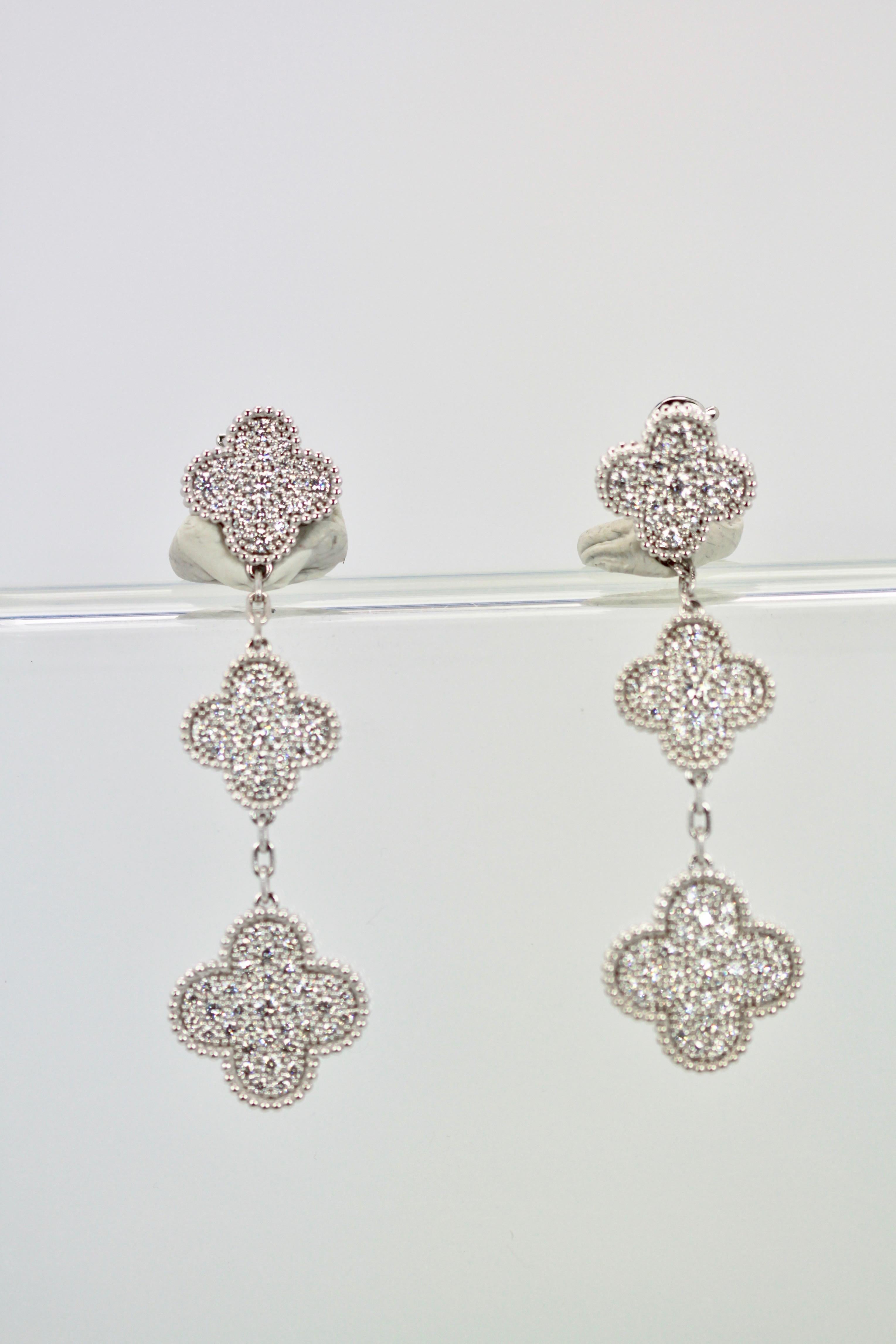 Van Cleef & Arpels Magic Alhambra Diamond 3 Clover Earrings 1
