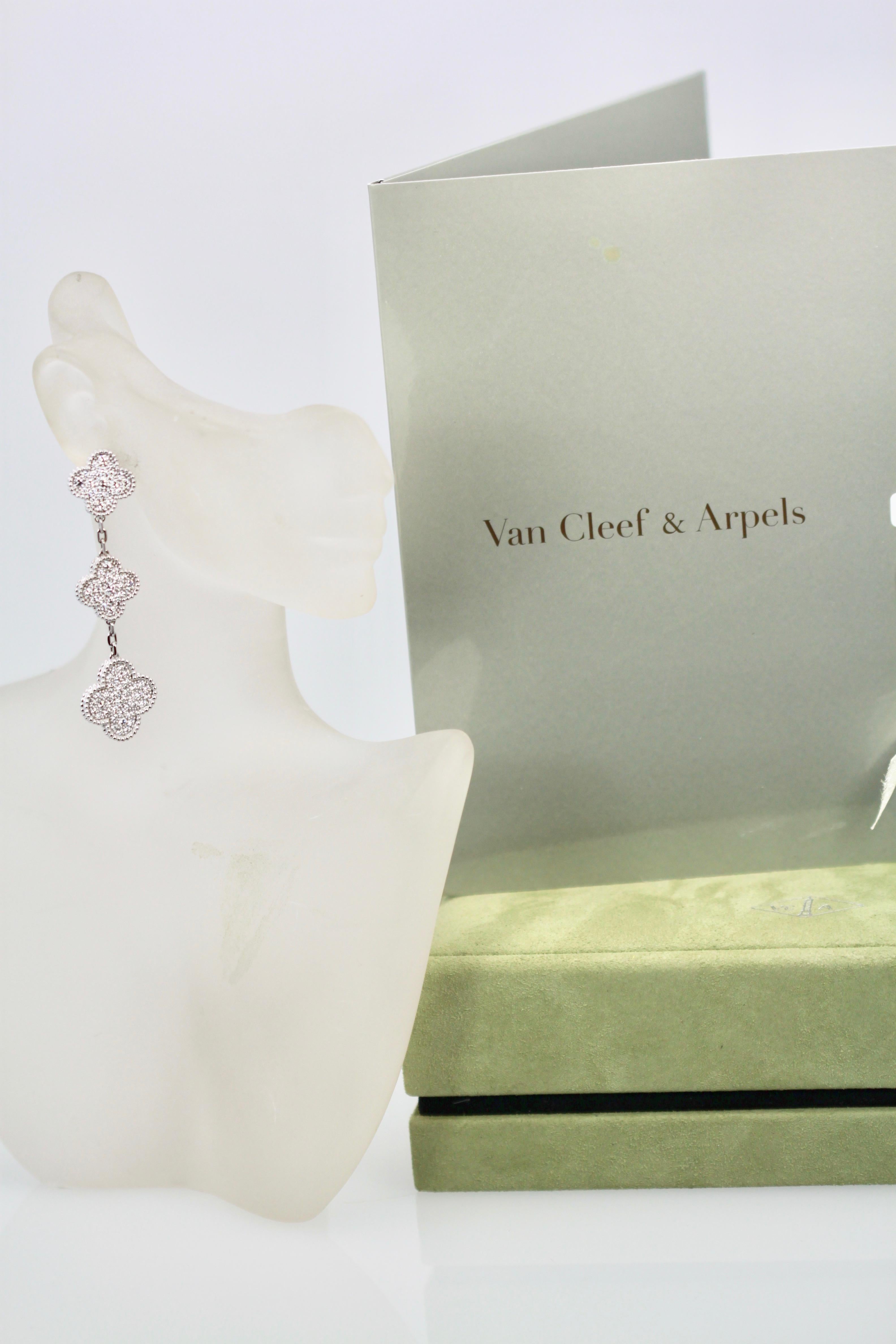 Van Cleef & Arpels Magic Alhambra Diamond 3 Clover Earrings 3