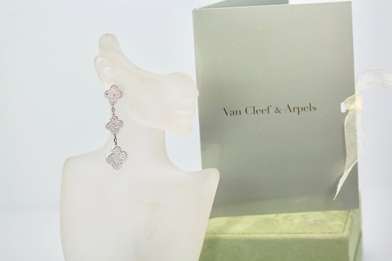 Van Cleef and Arpels Magic Alhambra Diamond Clover Earrings at