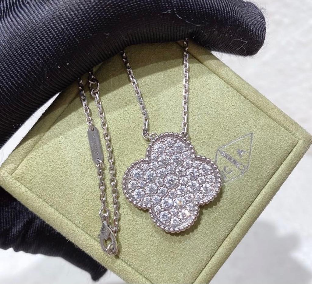 Women's or Men's Van Cleef & Arpels Magic Alhambra Diamond Big Pendant Necklace