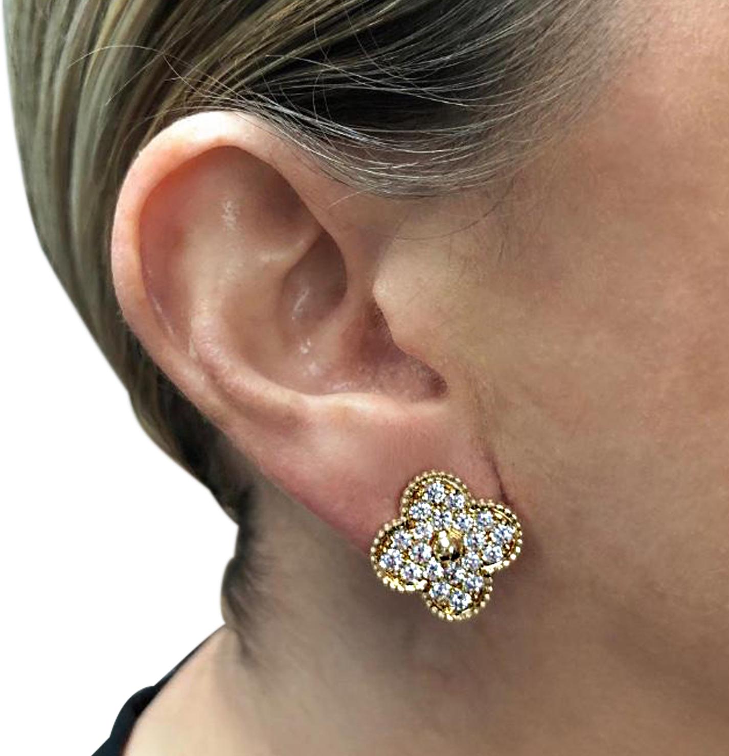 van cleef magic alhambra diamond earrings