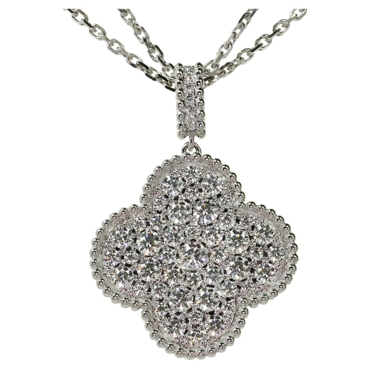 Van Cleef & Arpels Magic Alhambra Diamond Long Pendant Necklace Box Papers
